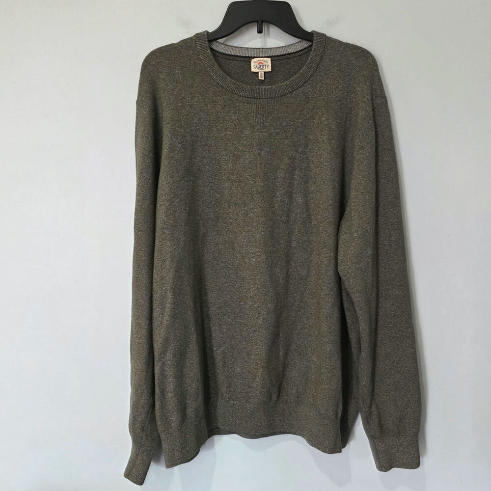 Faherty Crewneck Sweater XXL Olive Green Heather